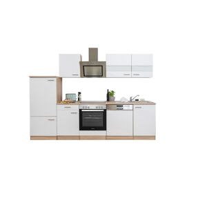 Küchenzeile 'Merle' mit E-Geräten KB280ESWSC weiß/eichefarben 280 cm