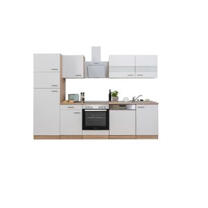 Küchenzeile 'Merle' mit E-Geräten KB280ESWCGKE weiß/eichefarben 280 cm