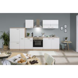 Küchenzeile 'Merle' mit E-Geräten KB300ESW weiß/eichefarben 300 cm