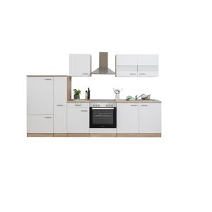 Küchenzeile 'Merle' mit E-Geräten KB300ESWC weiß/eichefarben 300 cm