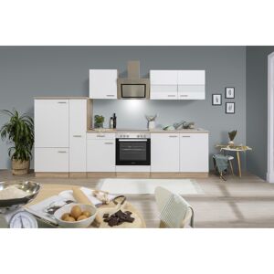 Küchenzeile 'Merle' mit E-Geräten KB300ESWC weiß/eichefarben 300 cm