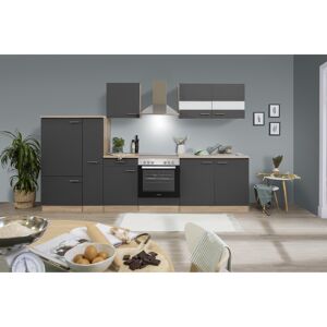 Küchenzeile 'Merle' mit E-Geräten KB300ESGC grau/eichefarben 300 cm