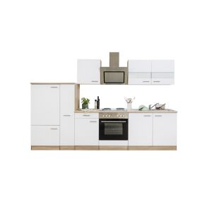 Küchenzeile 'Merle' mit E-Geräten KB300ESWS weiß/eichefarben 300 cm