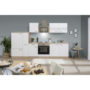 Küchenzeile 'Merle' mit E-Geräten KB300ESWS weiß/eichefarben 300 cm