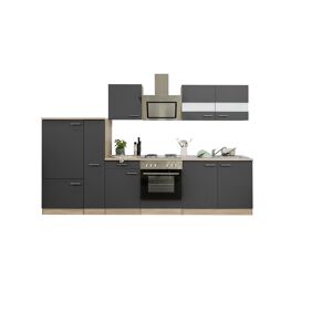 Küchenzeile 'Merle' mit E-Geräten KB300ESGS grau/eichefarben 300 cm