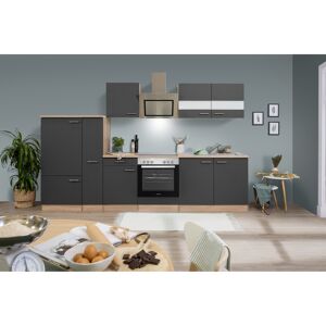 Küchenzeile 'Merle' mit E-Geräten KB300ESGSC grau/eichefarben 300 cm