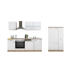 Küchenzeile 'Merle' mit E-Geräten KB310ESWC weiß/eichefarben 310 cm