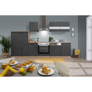 Küchenzeile 'Merle' mit E-Geräten KB310ESGC grau/eichefarben 310 cm