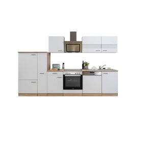 Küchenzeile 'Merle' mit E-Geräten KB310ESWSC weiß/eichefarben 310 cm