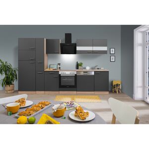 Küchenzeile 'Merle' mit E-Geräten KB310ESGCGKE grau/eichefarben 310 cm