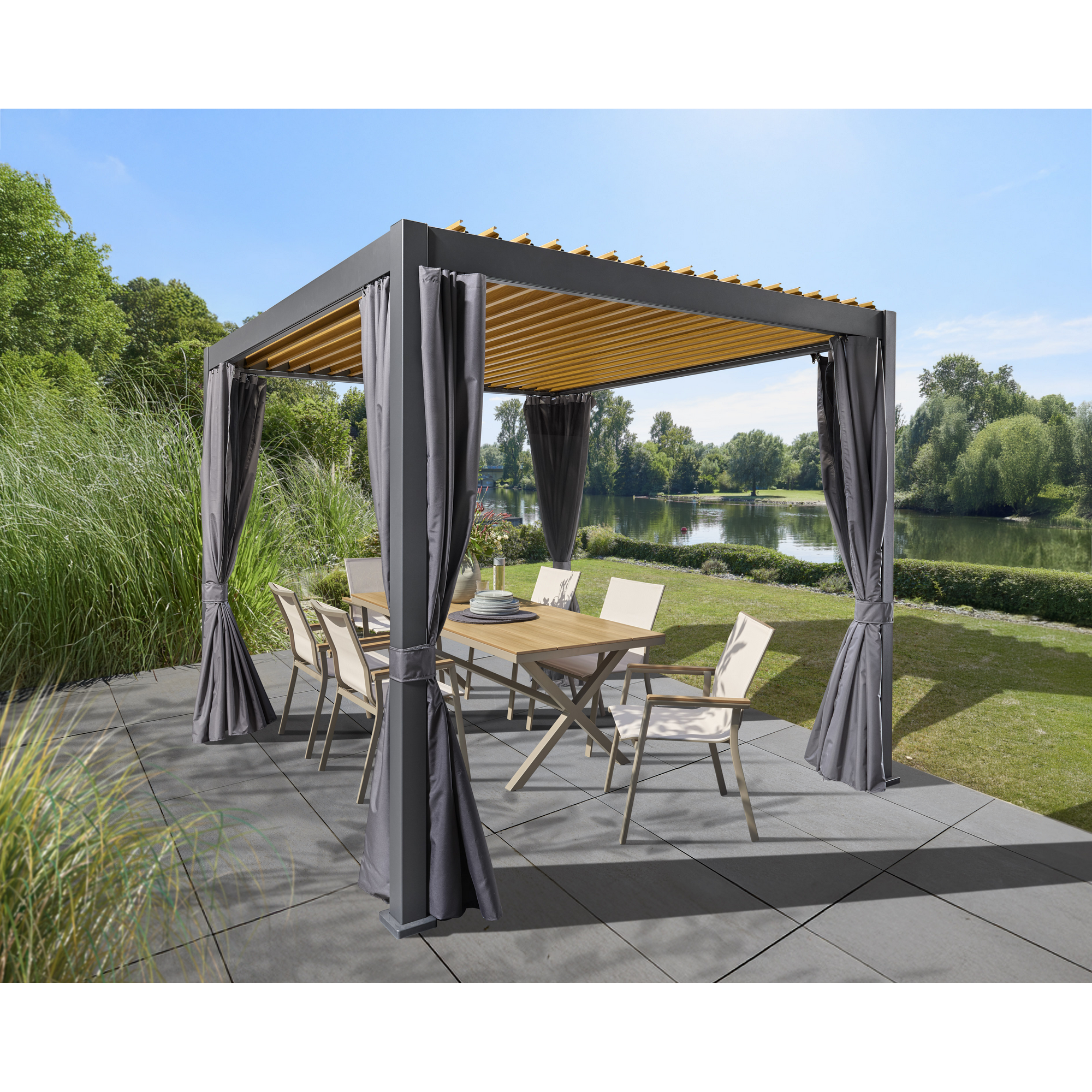 Pavillon 'Daphne' grau/braun 290 x 290 x 240 cm