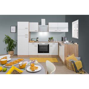 L-Küchenzeile 'Merle' mit E-Geräten KBL280ESWSC weiß/eichefarben 280 cm