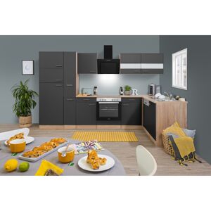 L-Küchenzeile 'Merle' mit E-Geräten KBL310ESGSC grau/eichefarben 310 cm