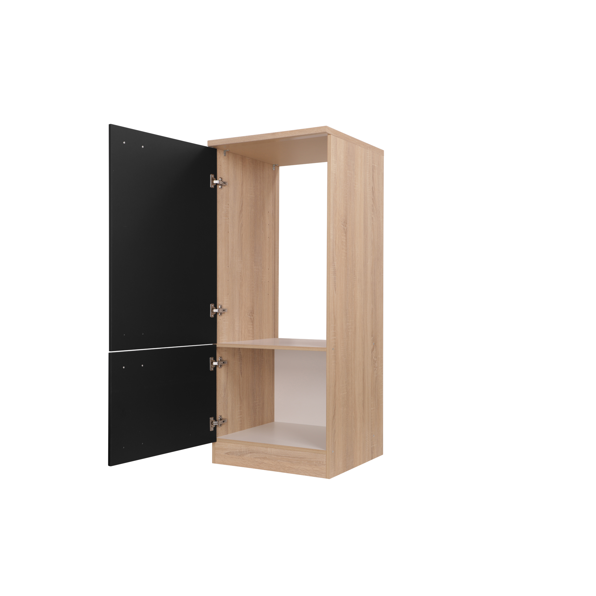 Kühlschrankumbau 'Merle' schwarz/eichefarben 144,8 x 60 cm