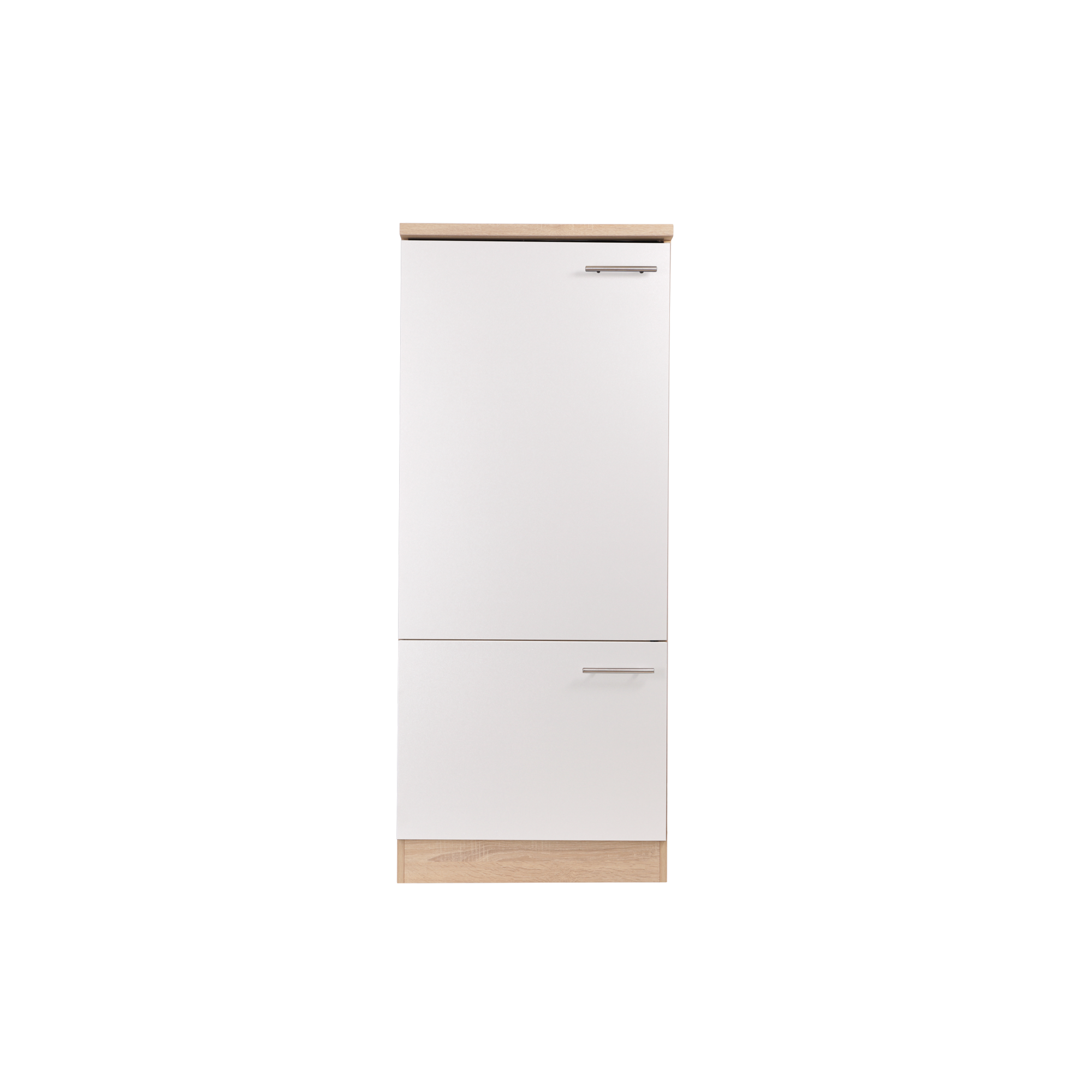 Kühlschrankumbau 'Merle' weiß/eichefarben 144,8 x 60 cm