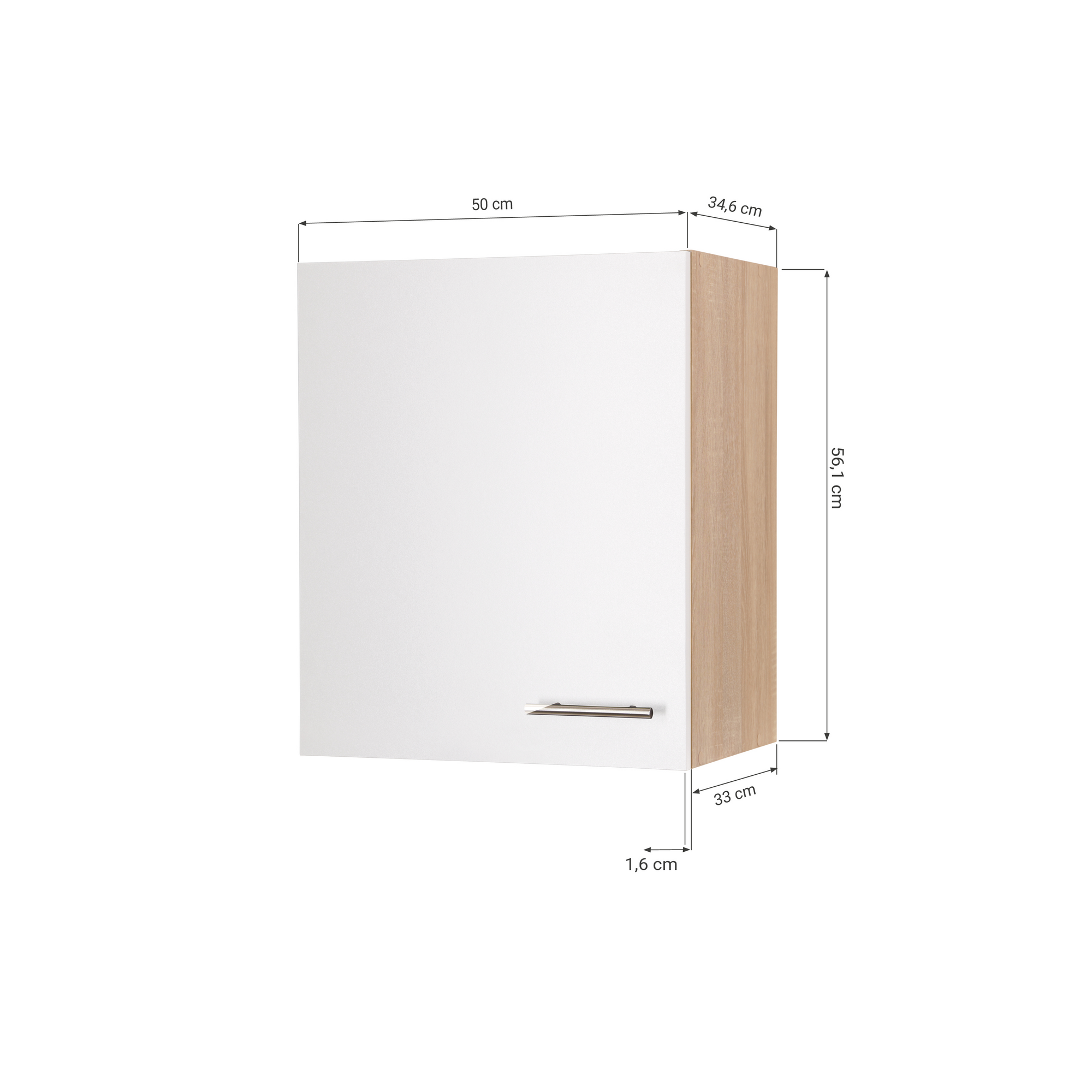 Oberschrank 'Merle' schwarz/eichefarben 50 x 56,1 x 34,6 cm