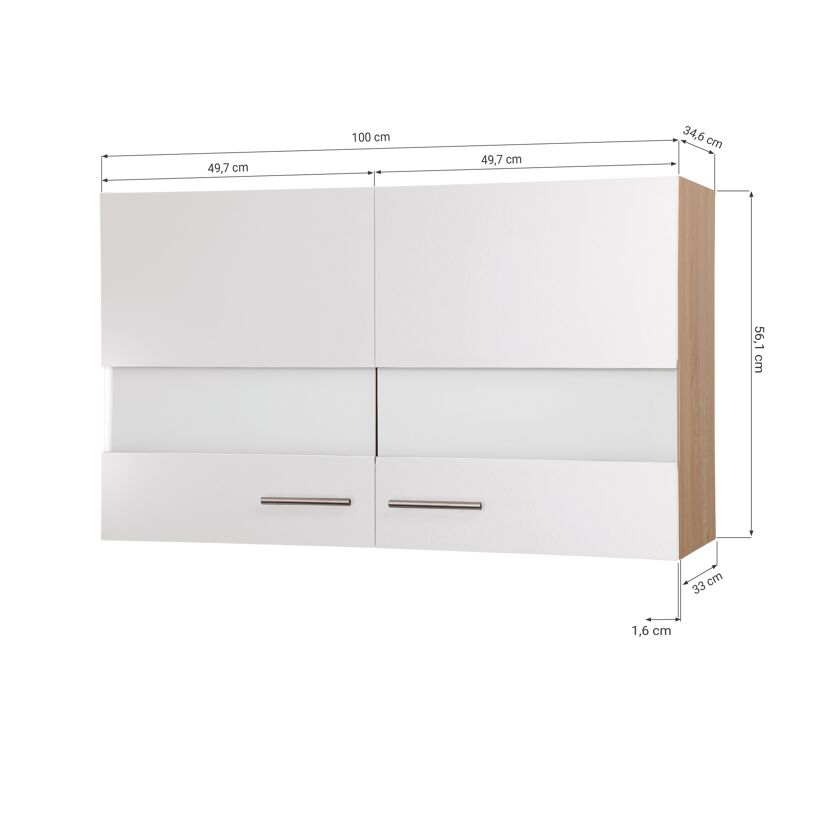 Oberschrank 'Merle' grau/eichefarben 100 x 56,1 x 34,6 cm