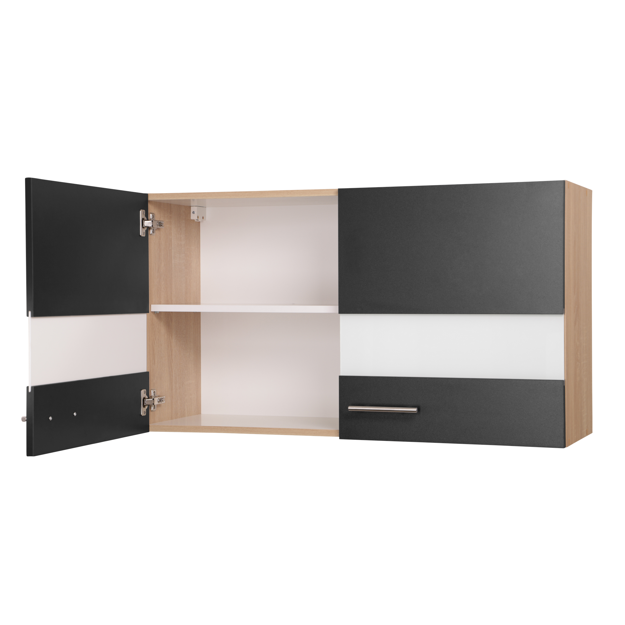 Oberschrank 'Merle' schwarz/eichefarben 100 x 56,1 x 34,6 cm
