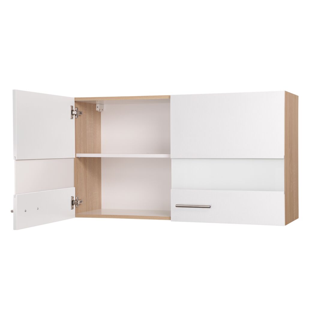 Oberschrank 'Merle' weiß/eichefarben 100 x 56,1 x 34,6 cm