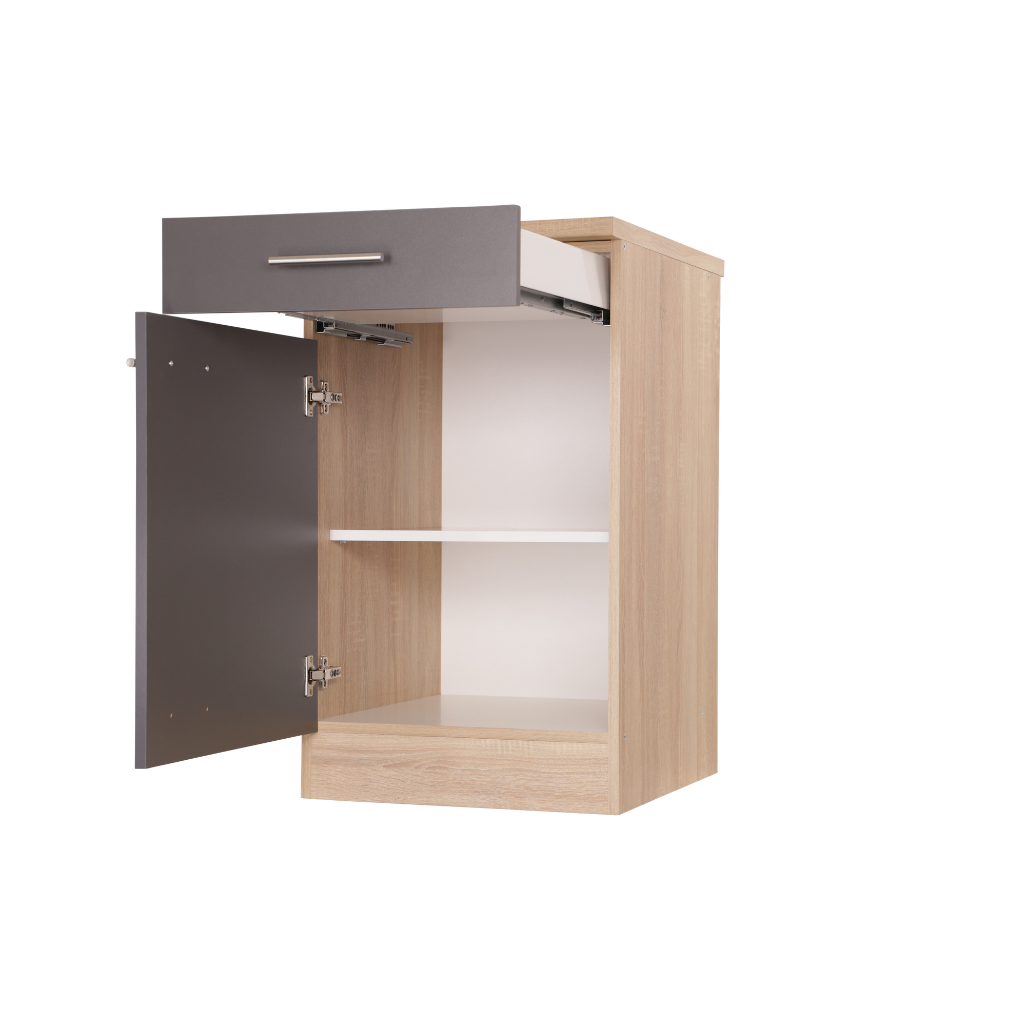 Unterschrank 'Merle' mit Schublade grau/eichefarben 50 x 84,8 x 60 cm