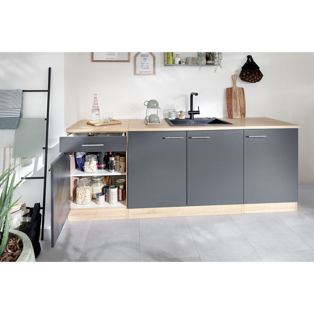 Unterschrank 'Merle' mit Schublade grau/eichefarben 50 x 84,8 x 60 cm