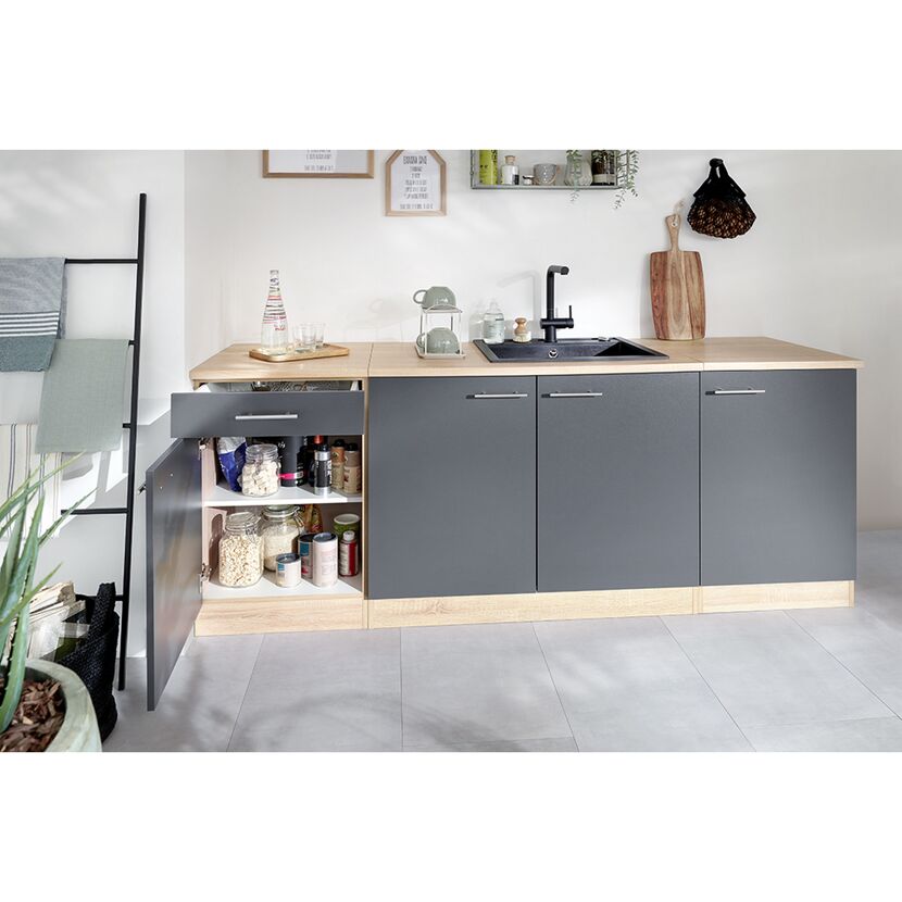 Unterschrank 'Merle' mit Schublade grau/eichefarben 50 x 84,8 x 60 cm