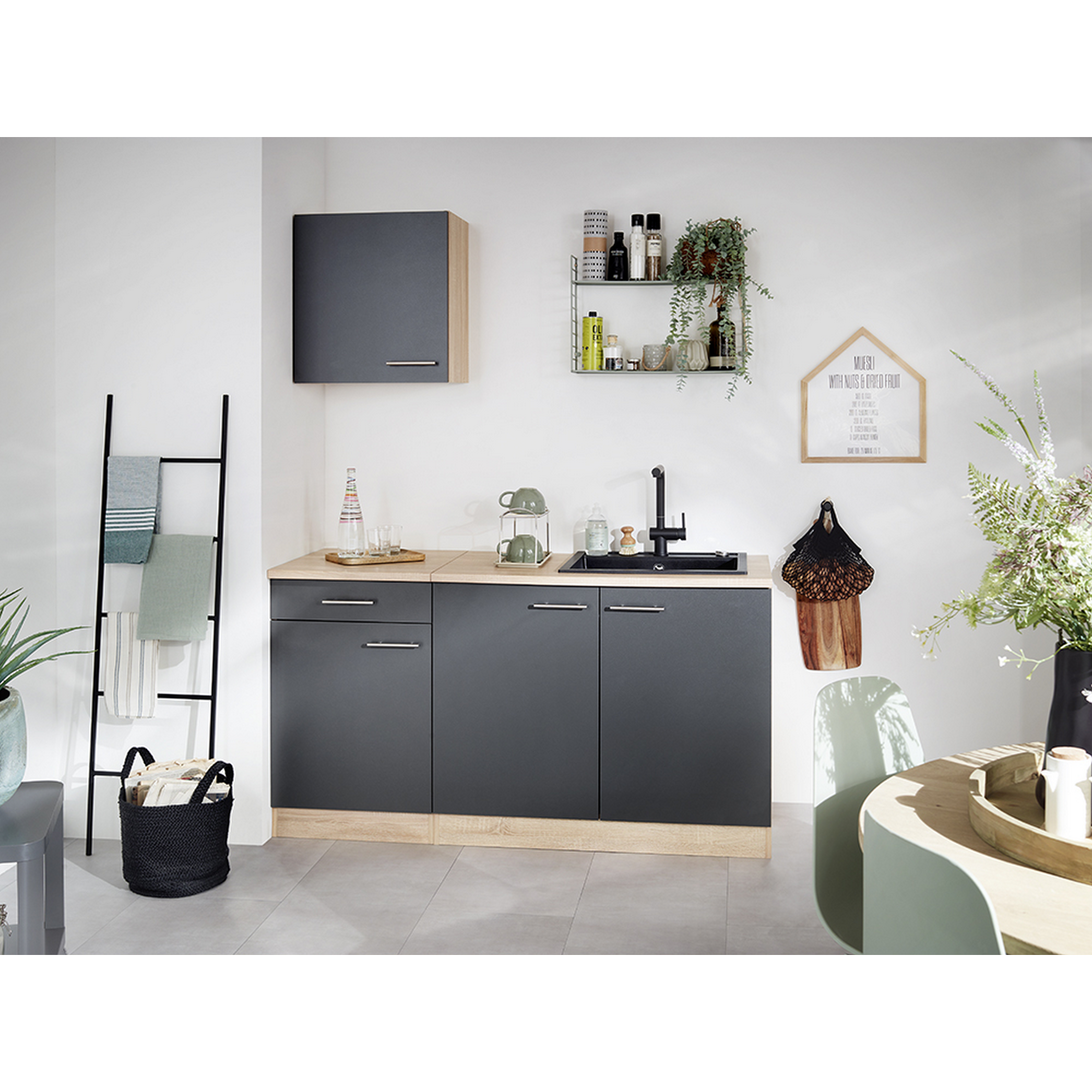 Unterschrank 'Merle' mit Schublade grau/eichefarben 50 x 84,8 x 60 cm