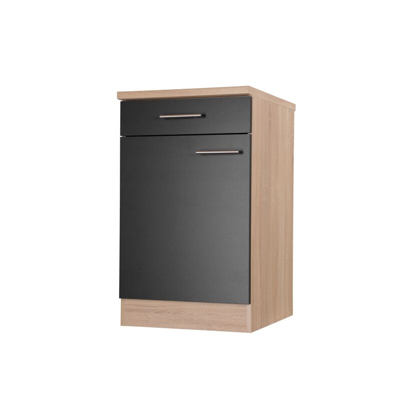 Unterschrank 'Merle' mit Schublade schwarz/eichefarben 50 x 84,8 x 60 cm