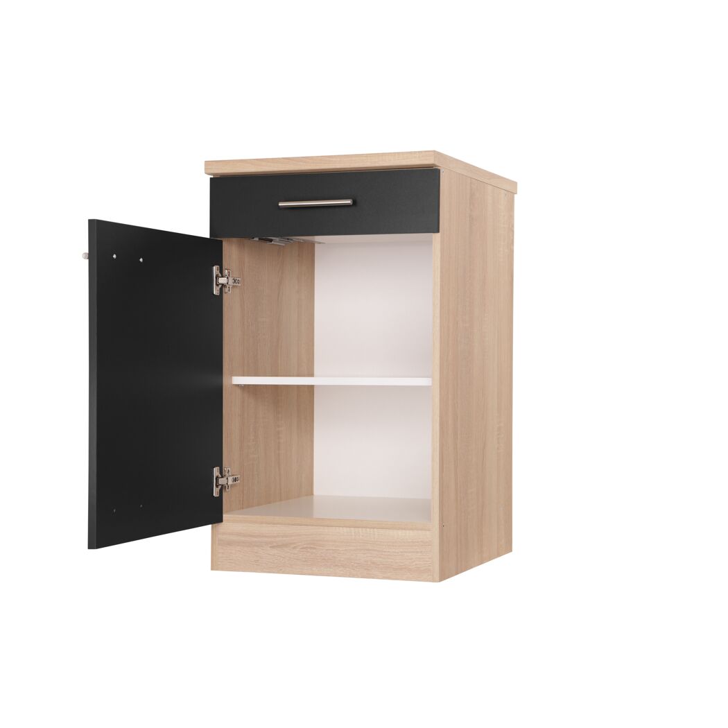 Unterschrank 'Merle' mit Schublade schwarz/eichefarben 50 x 84,8 x 60 cm