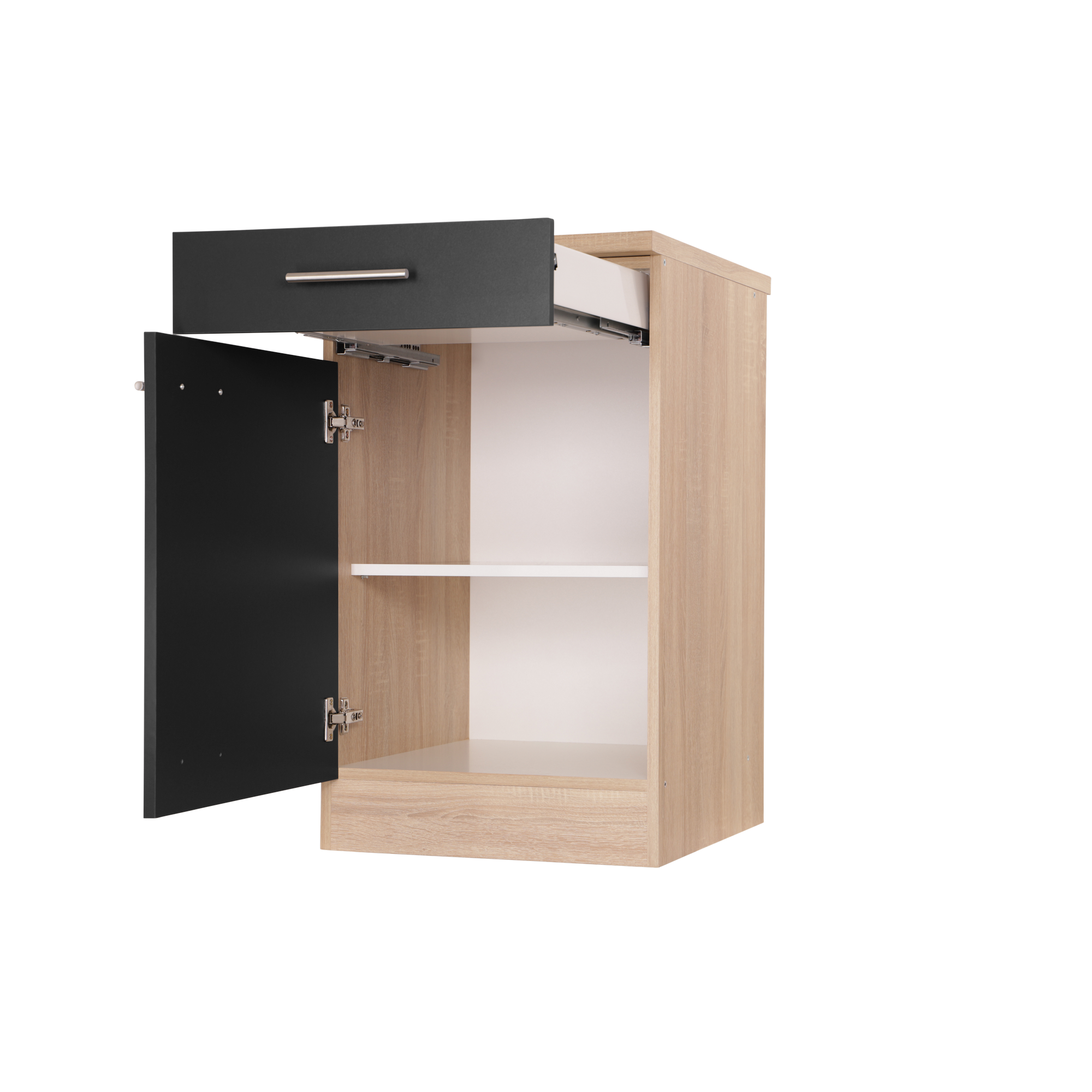 Unterschrank 'Merle' mit Schublade schwarz/eichefarben 50 x 84,8 x 60 cm