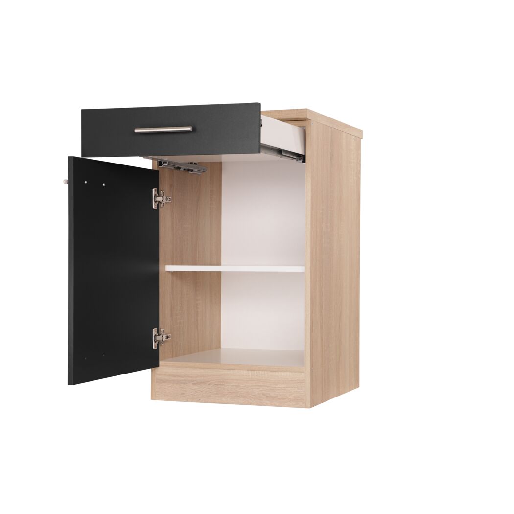 Unterschrank 'Merle' mit Schublade schwarz/eichefarben 50 x 84,8 x 60 cm
