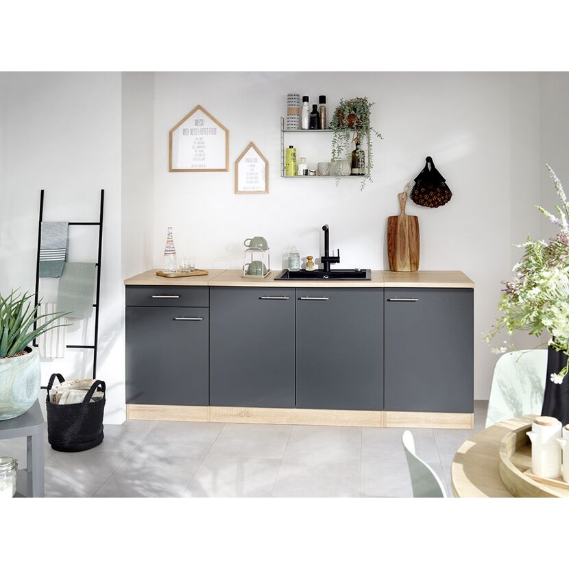 Spülenunterschrank 'Merle' grau/eichefarben 50 x 84,8 x 60 cm