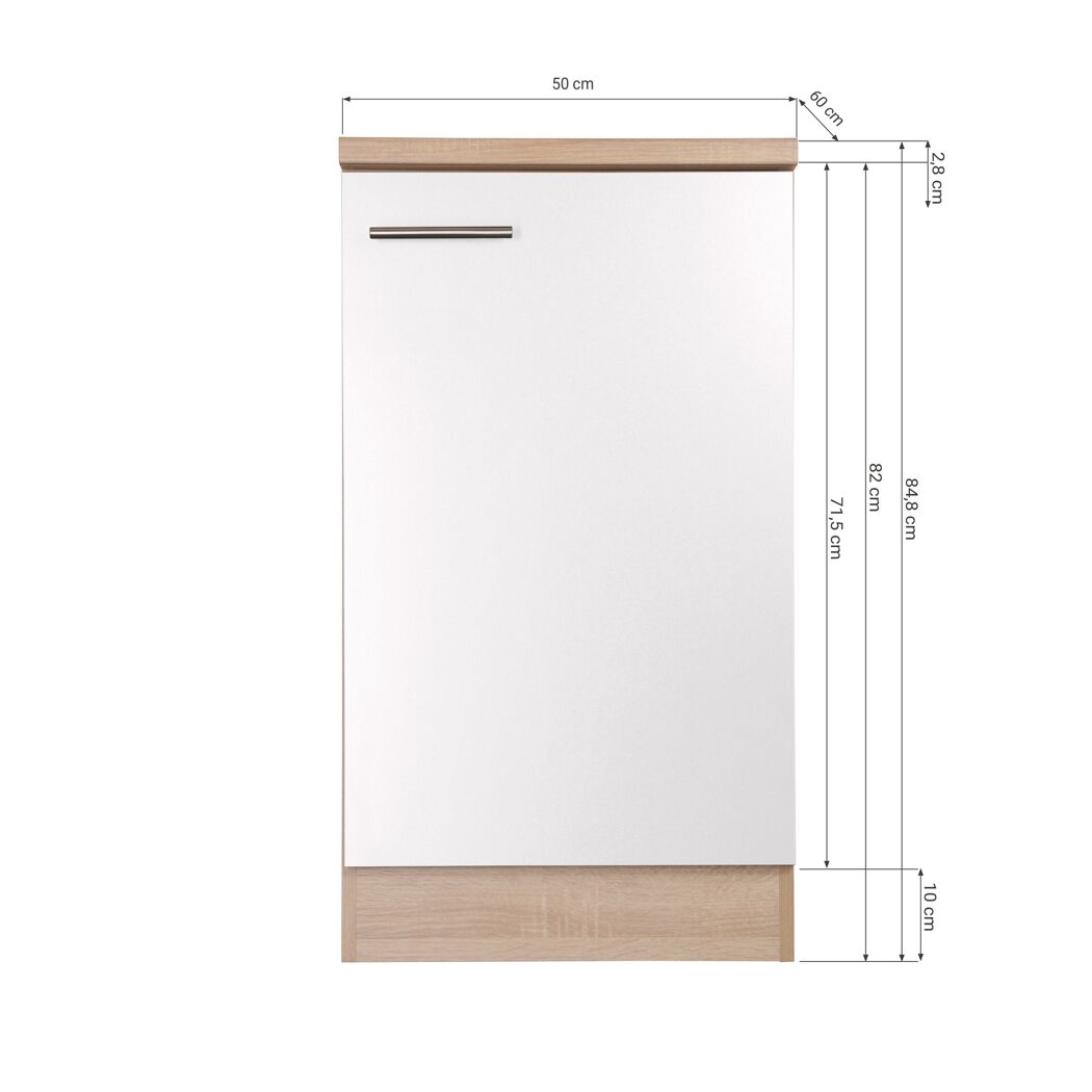Spülenunterschrank 'Merle' grau/eichefarben 50 x 84,8 x 60 cm