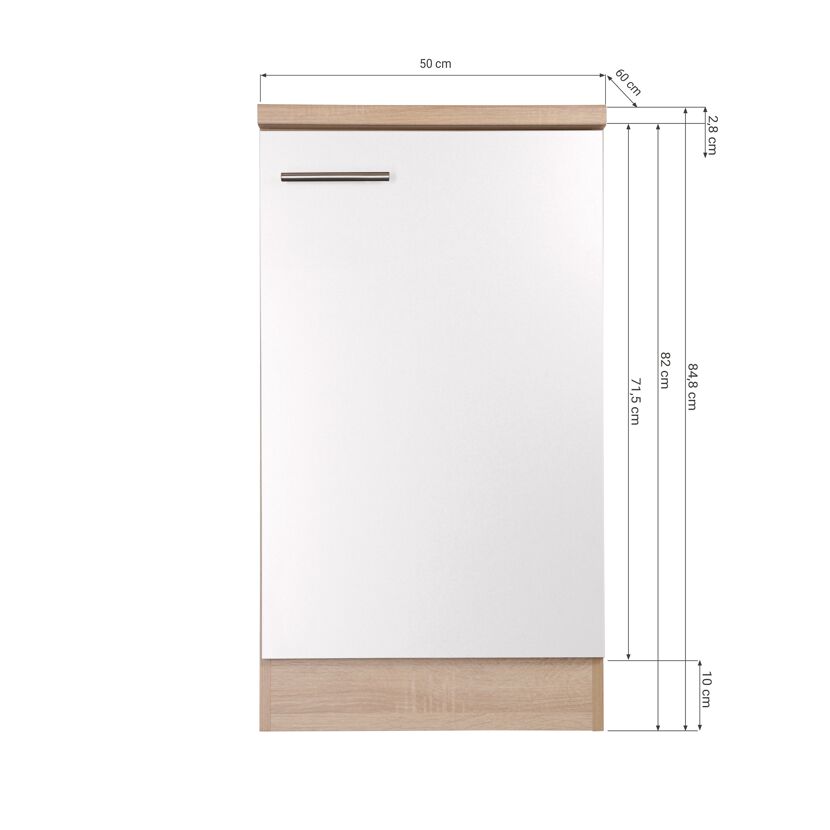 Spülenunterschrank 'Merle' weiß/eichefarben 50 x 84,8 x 60 cm