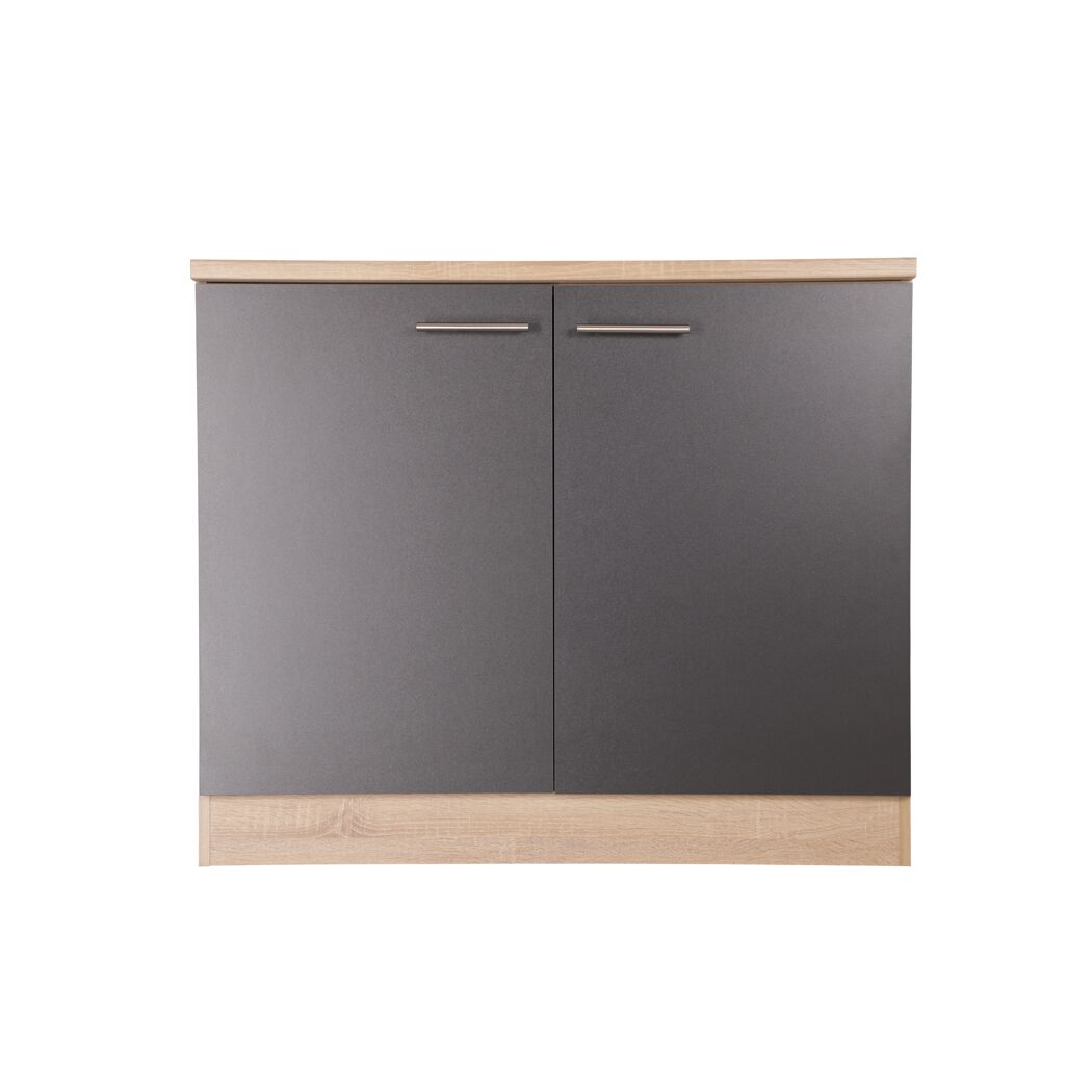 Spülenunterschrank 'Merle' grau/eichefarben 100 x 84,8 x 60 cm