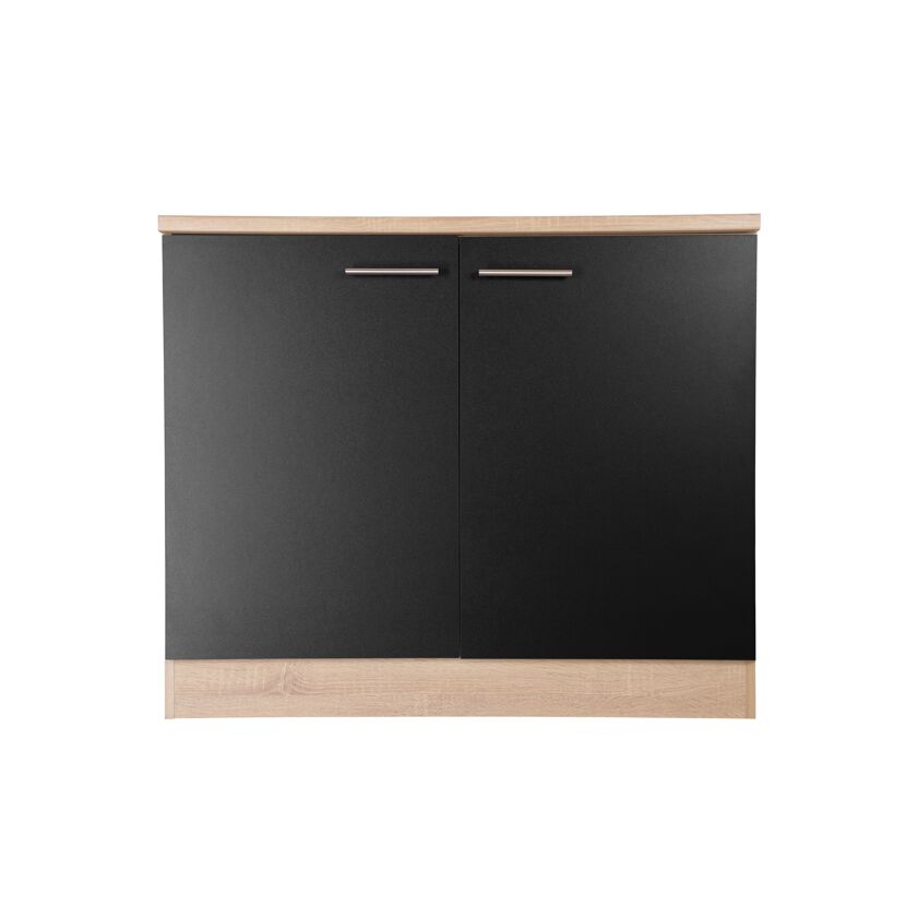 Spülenunterschrank 'Merle' schwarz/eichefarben 100 x 84,8 x 60 cm