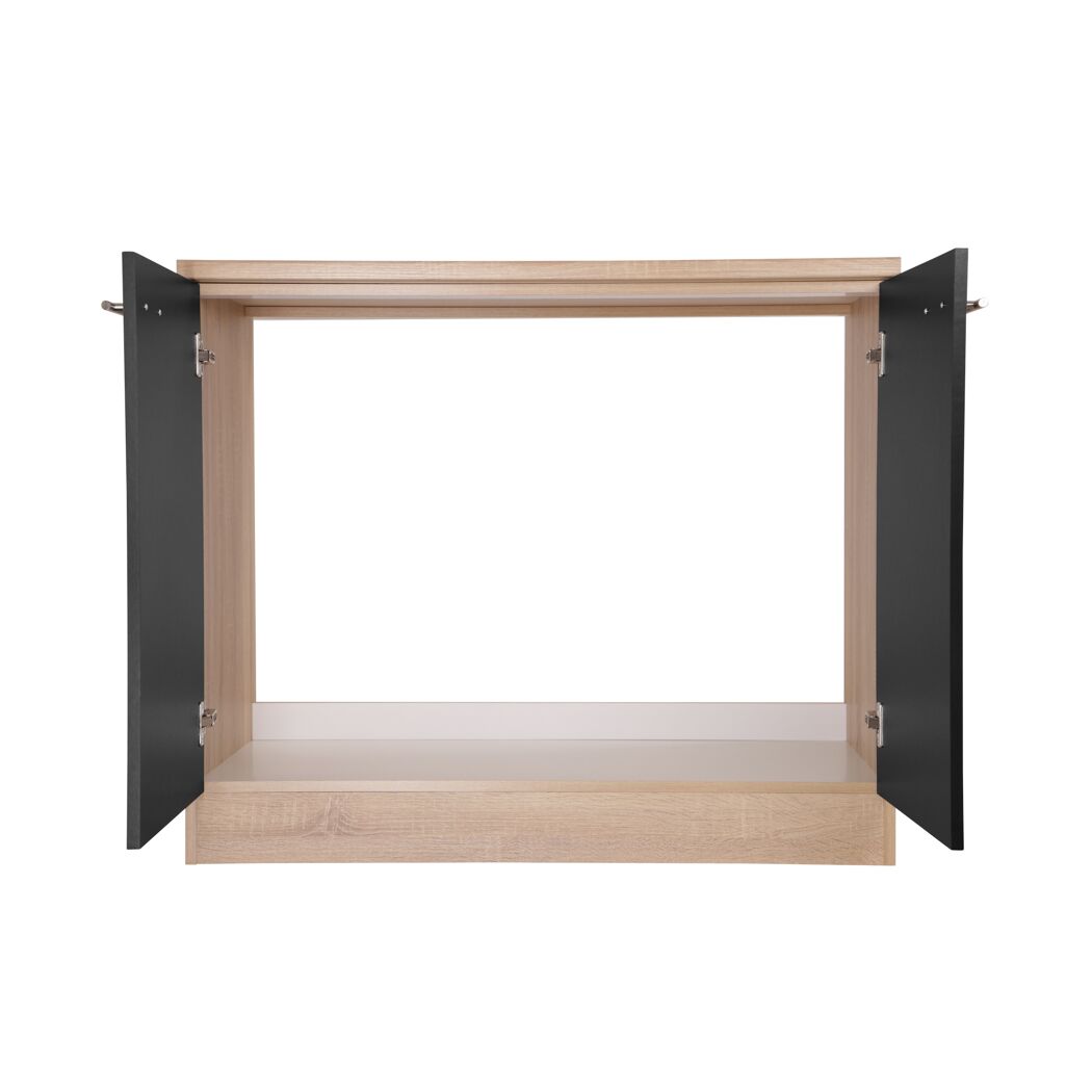 Spülenunterschrank 'Merle' schwarz/eichefarben 100 x 84,8 x 60 cm