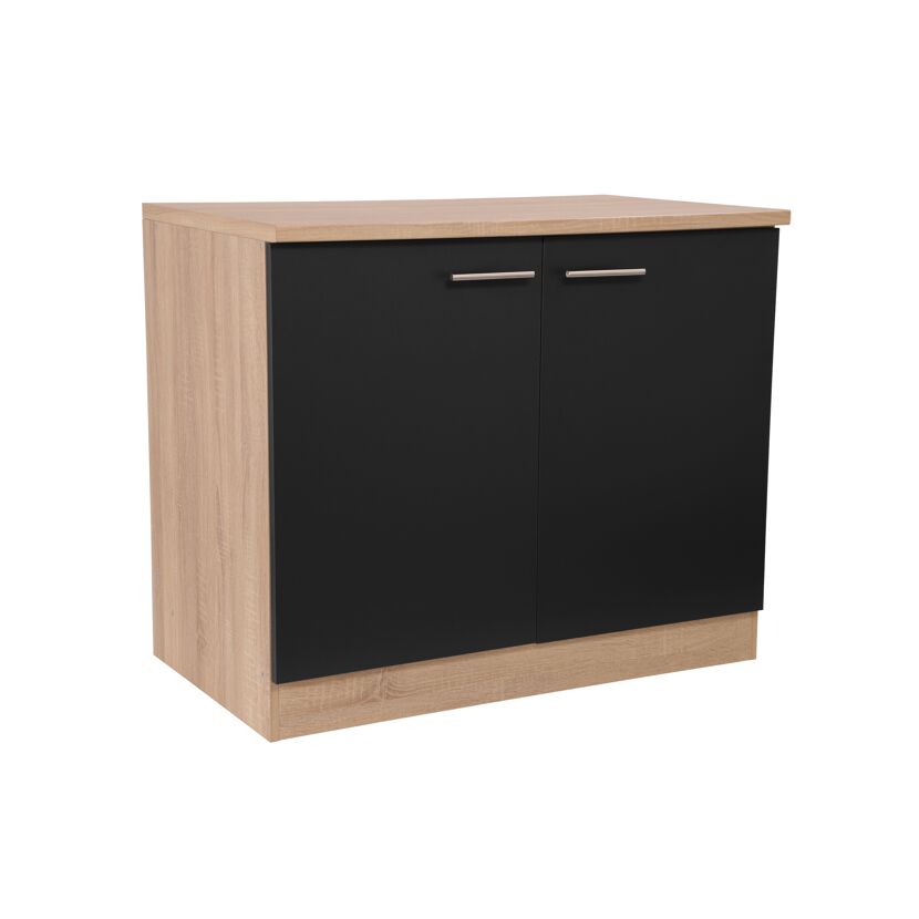 Spülenunterschrank 'Merle' schwarz/eichefarben 100 x 84,8 x 60 cm