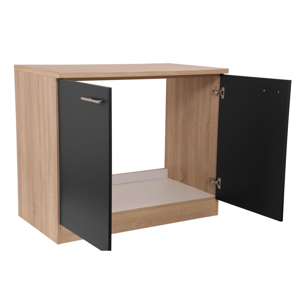 Spülenunterschrank 'Merle' schwarz/eichefarben 100 x 84,8 x 60 cm