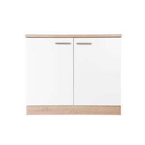 Spülenunterschrank 'Merle' weiß/eichefarben 100 x 84,8 x 60 cm