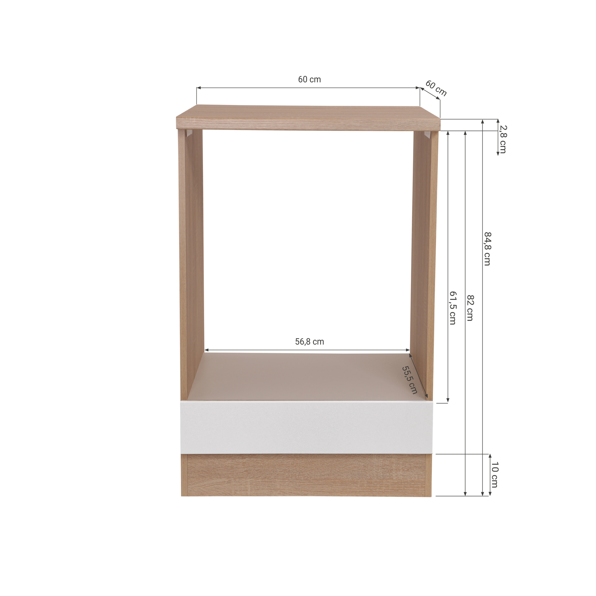 Herdumbauschrank 'Merle' schwarz/eichefarben 60 x 84,8 x 60 cm