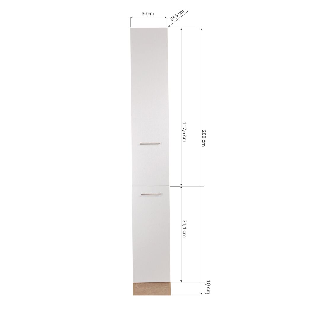 Apothekerschrank 'Merle' grau/eichefarben 30 x 200 x 60 cm