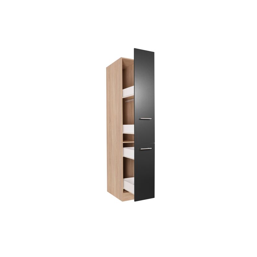 Apothekerschrank 'Merle' schwarz/eichefarben 30 x 200 x 60 cm