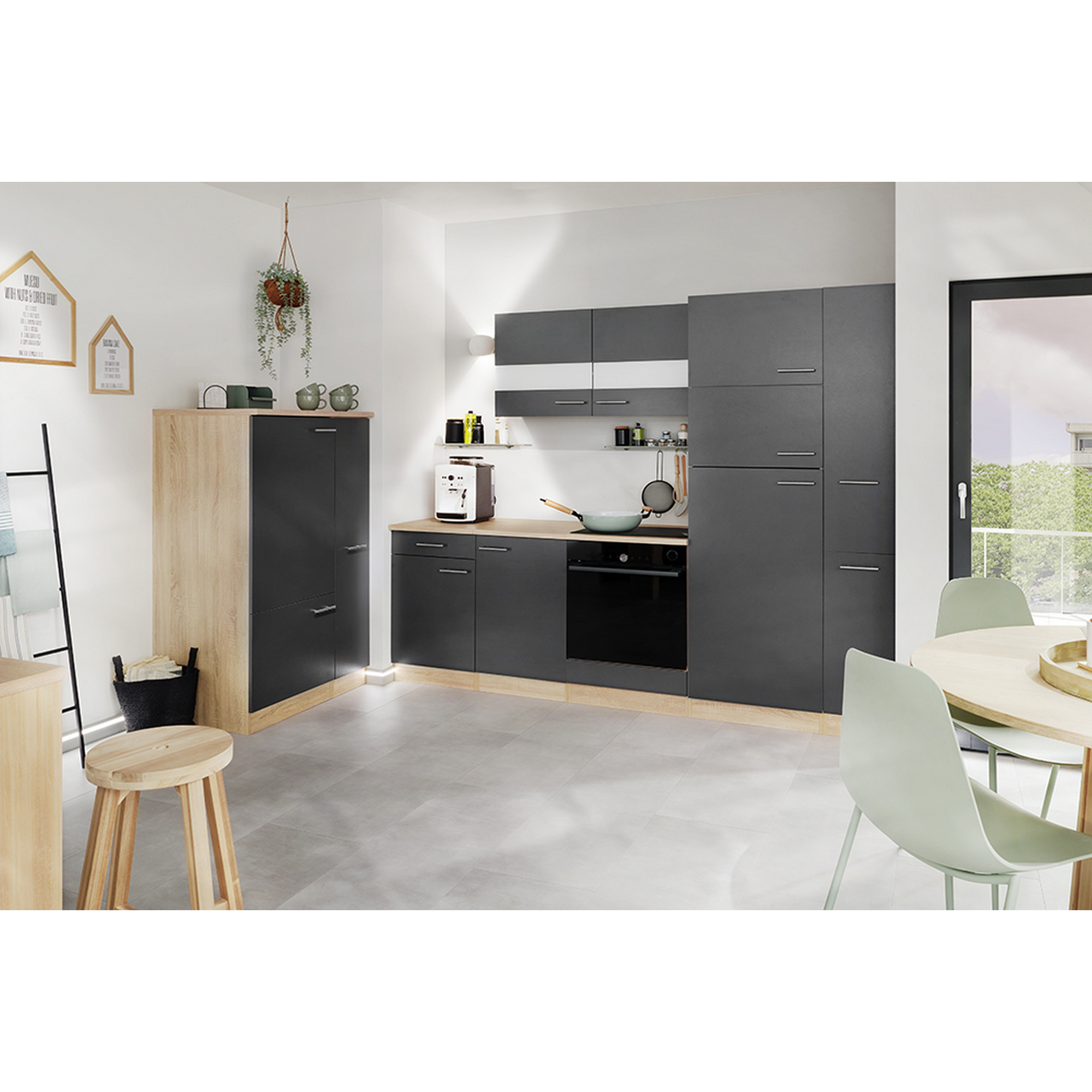 Apothekerschrank 'Merle' grau/eichefarben 30 x 144,8 x 60 cm