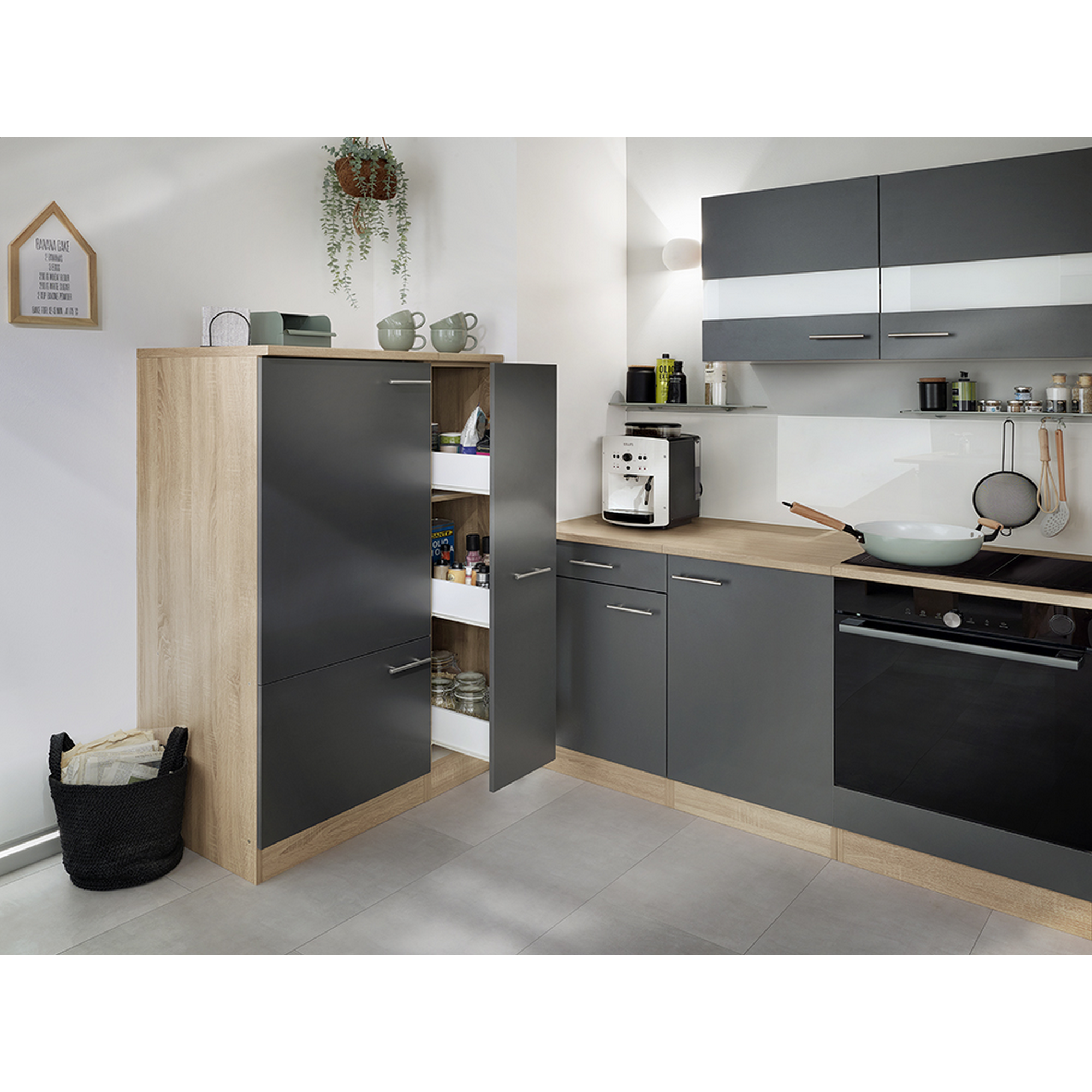 Apothekerschrank 'Merle' grau/eichefarben 30 x 144,8 x 60 cm