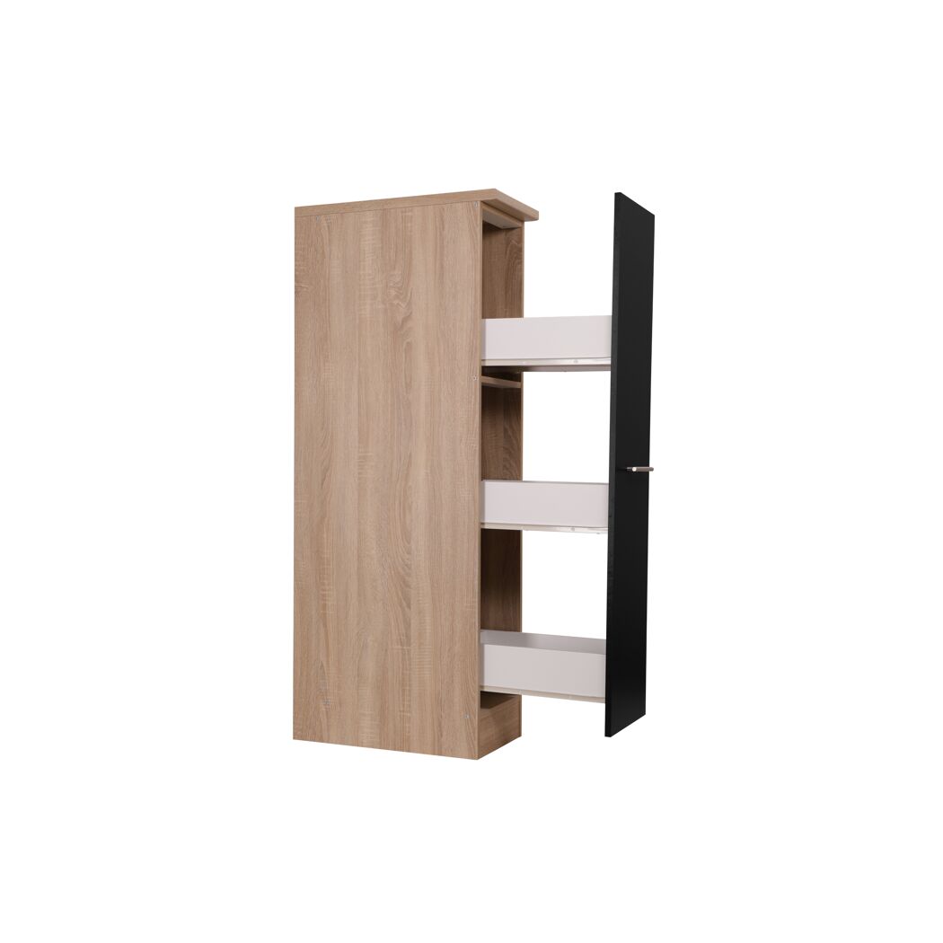 Apothekerschrank 'Merle' schwarz/eichefarben 30 x 144,8 x 60 cm