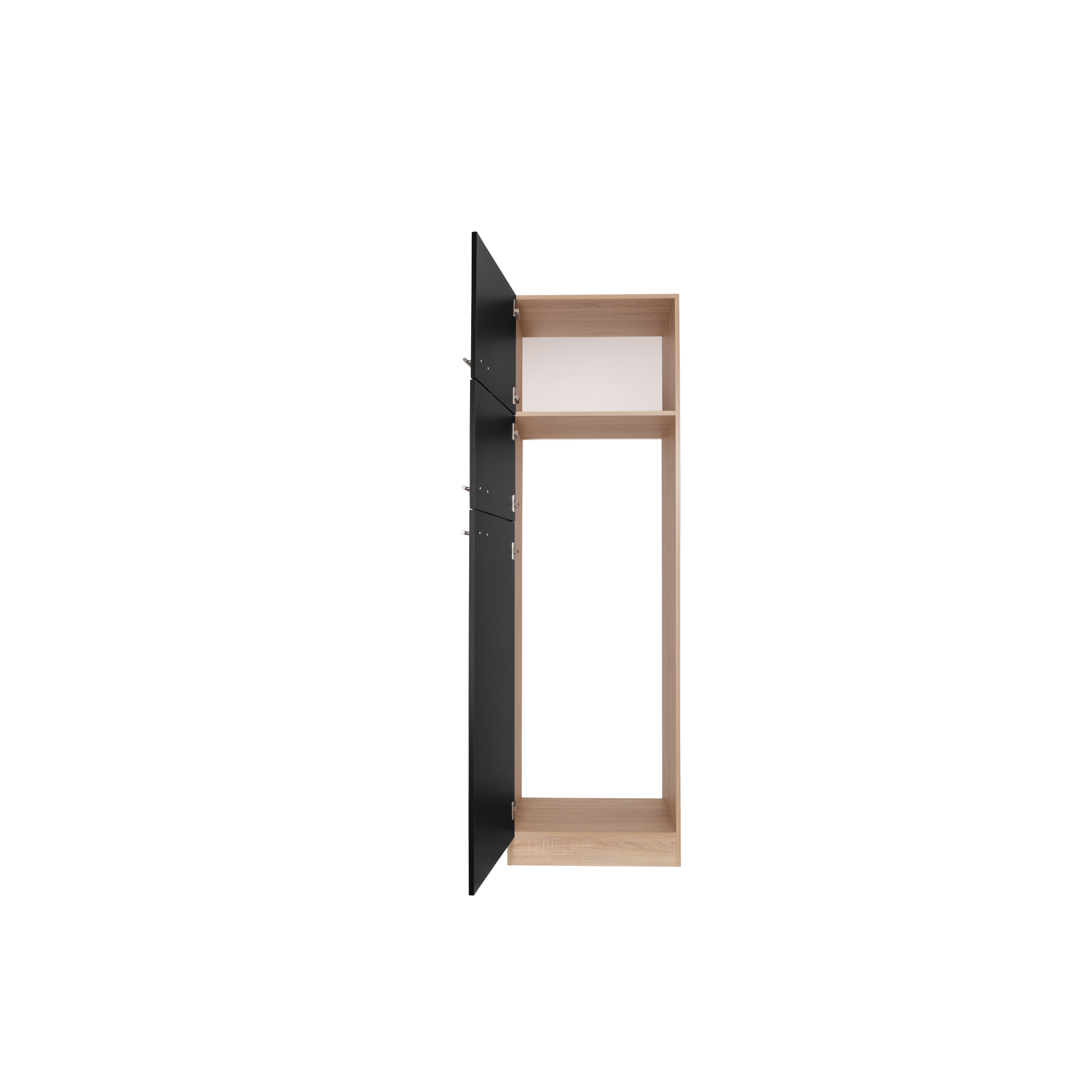 Kühl-Gefrierkombination Umbauschrank 'Merle' schwarz/eichefarben 60 x 200 x 60 cm