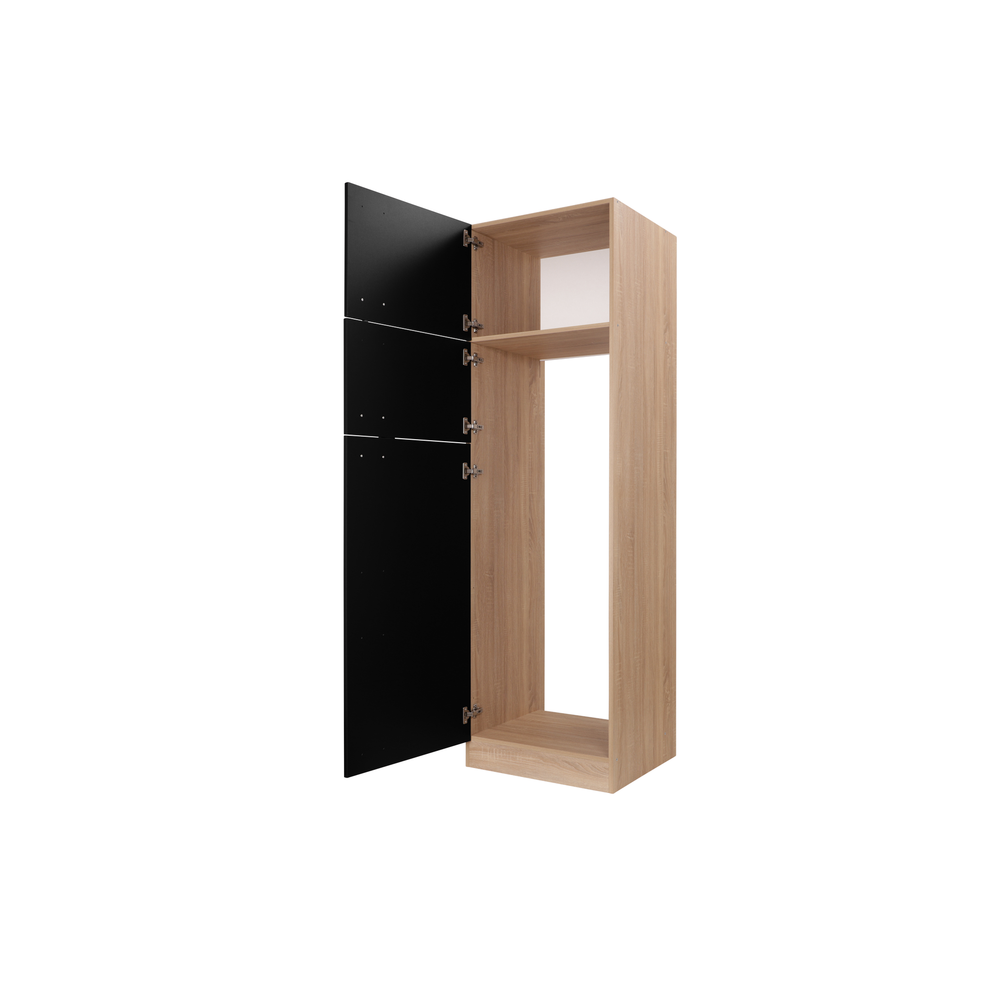 Kühl-Gefrierkombination Umbauschrank 'Merle' schwarz/eichefarben 60 x 200 x 60 cm