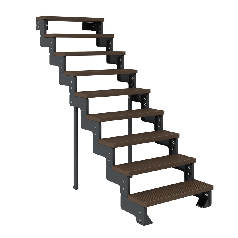 Außentreppe 'Gardentop' dunkelbraun 9 Stufen 100 cm