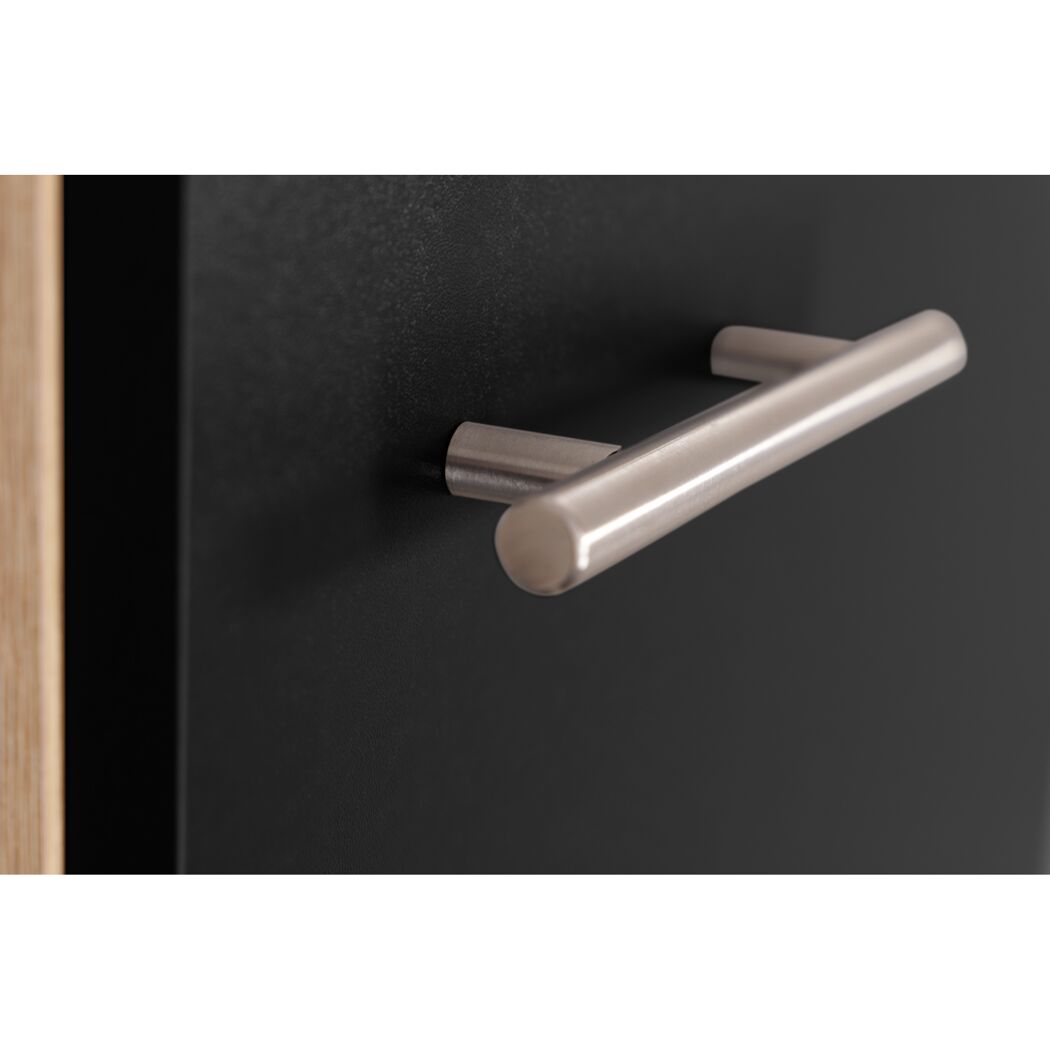 Küchenmöbel-Set 'Merle 2' schwarz/eichefarben mit Spüle 100 cm